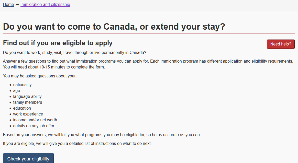 الهجرة الي كندا - برنامج التقييم المجاني للهجرة الي كندا
